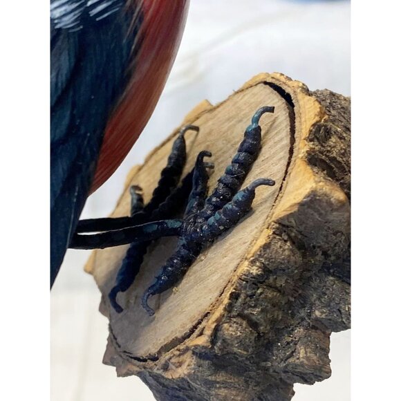 Hand Carved Painted Bird Figurine Wood Base Wire Feet Folk Art 5.5" Vintage - Picture 5 of 8